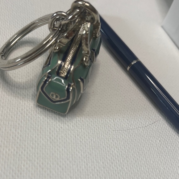 Coach Teal and Navy Enamel Bag Keychain and Black Vintage Coach Pen - Picture 4 of 7